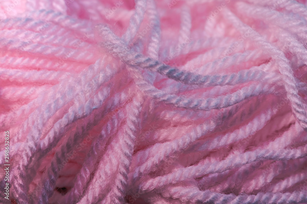 Poster close up beautiful tangle of pink thread background texture. macro photography view.