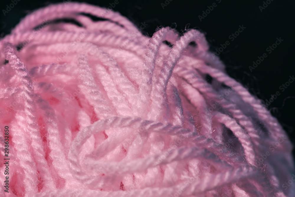 Poster close up beautiful tangle of pink thread background texture. macro photography view.