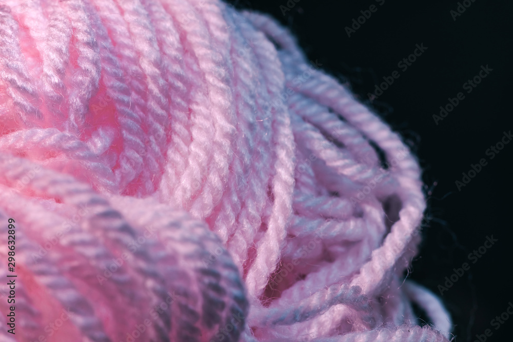 Poster close up beautiful tangle of pink thread background texture. macro photography view.