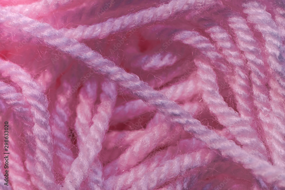 Poster close up beautiful tangle of pink thread background texture. macro photography view.