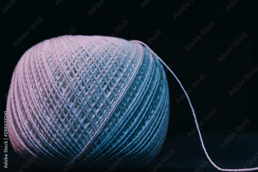 Poster beautiful tangle of thread in red and blue light background texture.