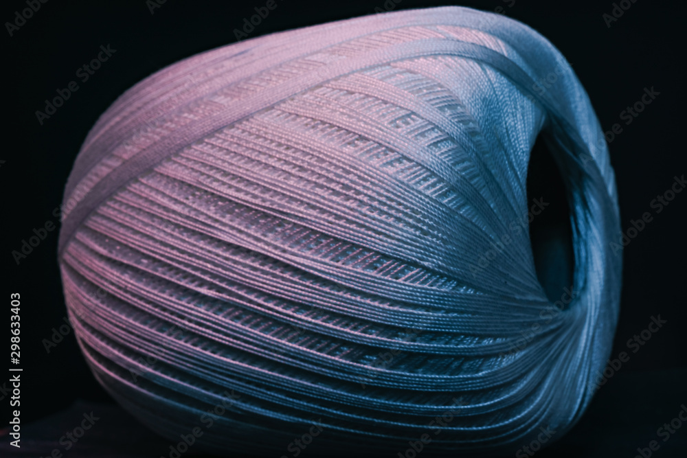 Poster beautiful tangle of thread in red and blue light background texture.