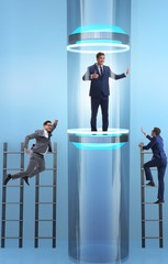 Businessmen in accelerated and fast promotion concept