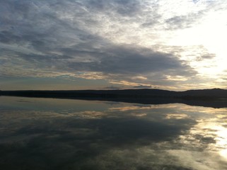 Reflet coucher de soleil Lac de madine