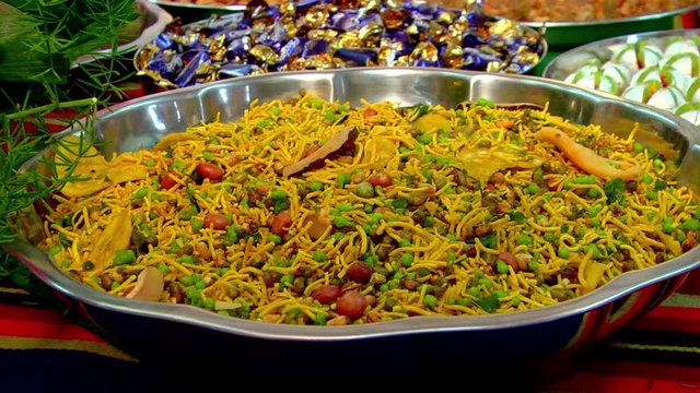 Tasty mixture snack of India . The mixture contains many varieties.