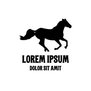 silhouette black horse logo design vector