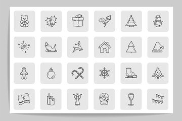 Set of christmas vector icons .