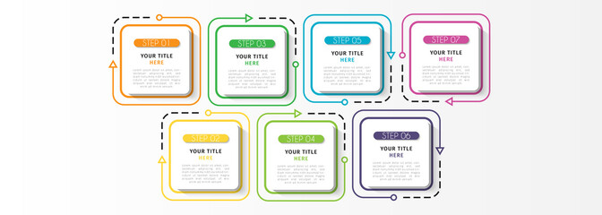 Business infographic element with 7 options, steps, number vector template design