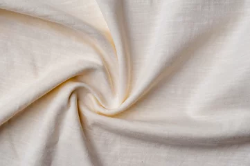 Deurstickers Fragment of crumpled light cotton linen fabric © pavel_shishkin