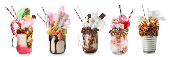 Fototapete Milchshake Delicious freak shake on white background  © Pixel-Shot