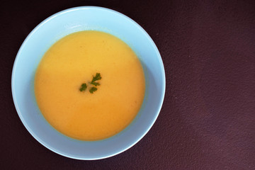 delicious pumpkin soup in a bowl