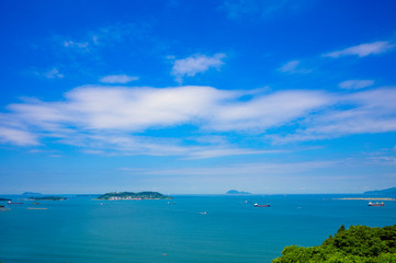 Fototapeta na wymiar 夏の彦島ナイスビューパークからの眺める響灘