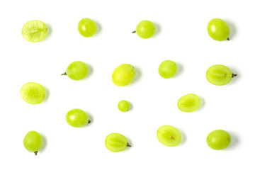 Top view of green grapes isolated on white background. - Powered by Adobe