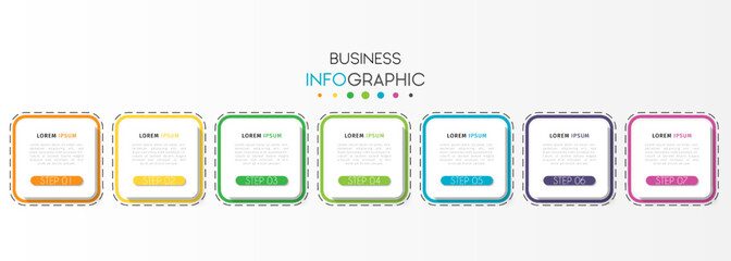 Business infographic element with 7 options, steps, number vector template design