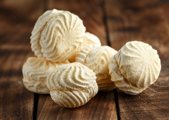 Traditional russian Marshmallows on wooden rustic table