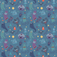  painted background for halloween party with ghosts and monsters