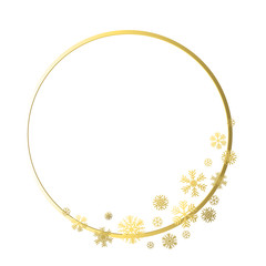 Golden snowflakes. Vector illustration. Christmas. White background. Gold ring. Isolated.