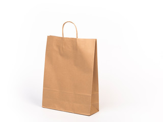 recycled paper bag isolated on white