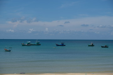Vietnam Phu Quoc - fishing boats long beach