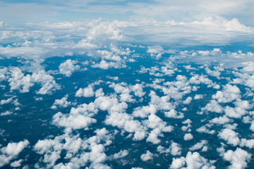 sky and clouds, view from a flying airplane