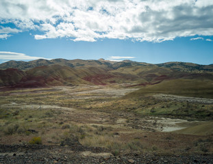 Fototapeta na wymiar Awesome images of the colorful well preserved John Day Fossil Beds Painted Hills Overlook Area in Mitchell, Oregon.