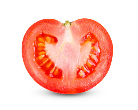 Half Slice Tomato On White Background