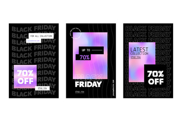 Modern Black Friday flyer, promo banner in brutalism style, word background. Price tag badge, simple concept