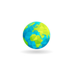 low poly globe design map of african continent isolated white background