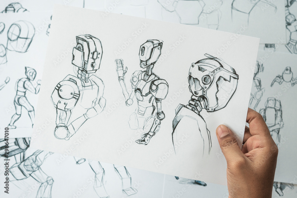 Wall mural animator designer development designing drawing sketching development creating graphic pose characte