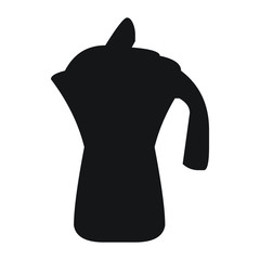A black and white vector silhouette of a coffee pot