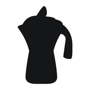 recommend clip art: A black and white vector silhouette of a coffee pot