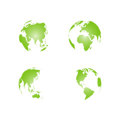 world map globe design isolated on white background set