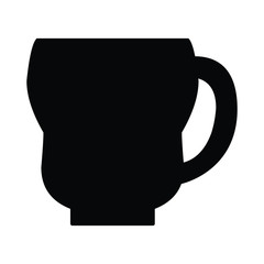 A black and white silhouette of a coffee cup