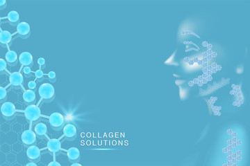 Hyaluronic acid skin solutions ad, blue collagen concept with cosmetic advertising background ready to use, illustration vector.	