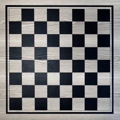 wooden chessboard top view