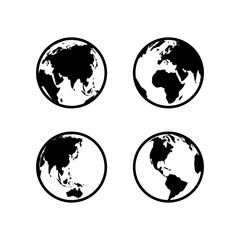 globe silhouette icon isolated white background