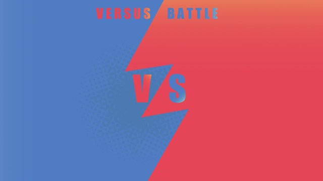 Versus letters fight background comics style 4k animation design. Pop art VS on red background