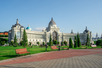 Fototapeta premium The Agricultural Palace view on the embankment of Kazanka near the Kremlin, Kazan, Russia