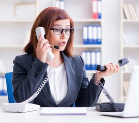 Frustrated call center assistant responding to calls