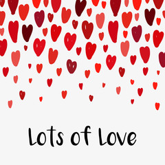 Cute childish Lots of Love background with hand drawn hearts