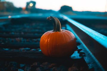 pumpkin orange teal rail road 