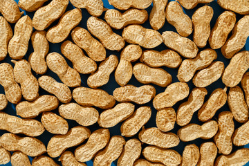 Ripe inshell peanuts. Peanut pattern. Healthy eating concept.