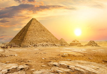 Fototapeta na wymiar Egyptian pyramids in desert