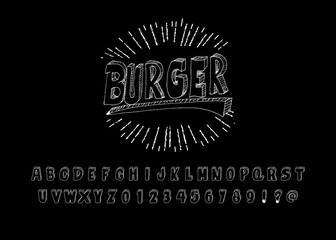 Hand Made Font 'Burger'. Custom handwritten alphabet.