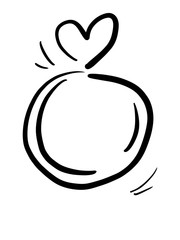 Icon ring with a stone in the shape of a heart. Wedding. Engagement. Valentine's day. Hand-drawn