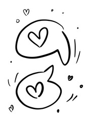 Icon bubble balls with hearts. love the conversation. compliments. Hand-drawn