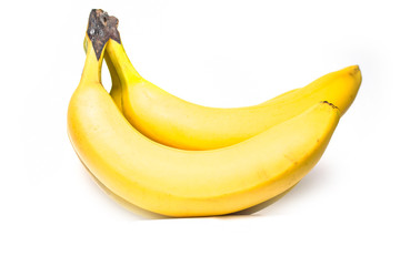 Bunch of ripe yellow bananas on a white background isolate