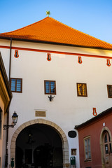 Stone gate on Upper town in Zagreb, Croatia in early summer morning, popular touristic destination, architectural detail