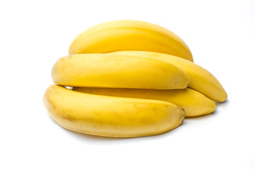 Bunch of ripe yellow bananas on a white background isolate