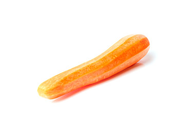 Ripe orange peeled carrots on a white background isolate